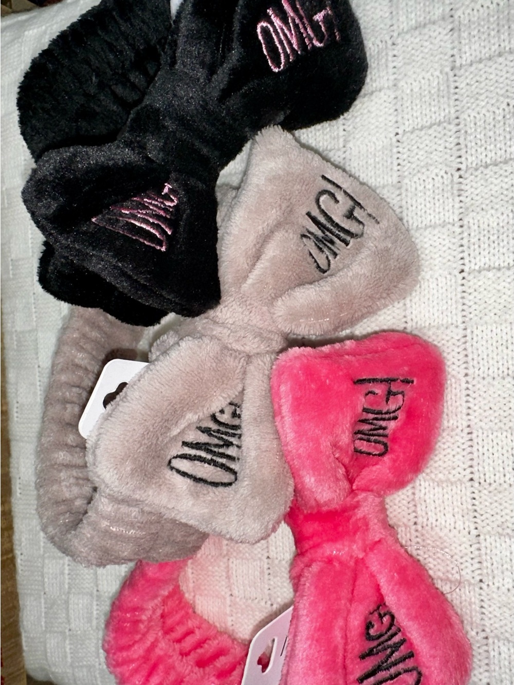 Plush Bow Headband for Adults - Black, Gray, Pink